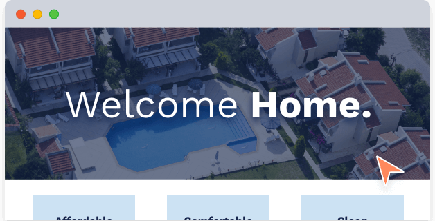 Screenshot of website page with welcome home text